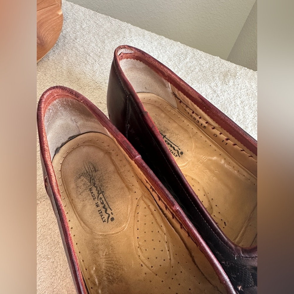 Santoni Men’s tassel loafer braided leather Burgundy size 11‎ D Italy - Picture 11 of 11
